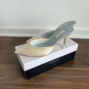 Nine West Ivory Satin Mules